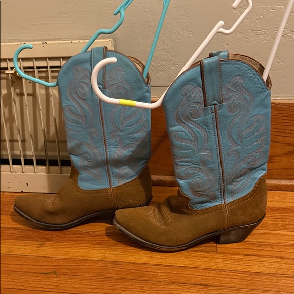 Durango Blue and Brown Leather Cowboy Boots Woman 7 - Picture 3 of 8